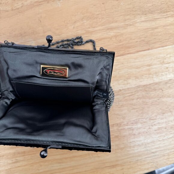 Vintage Talbots Black Mesh Evening Bag  Chain Strap & Kiss Lock Closure gray - Picture 13 of 15
